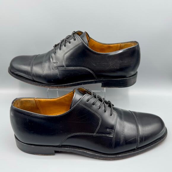 Cole Haan Mens 9.5 D Black Leather Cap Toe Lace Up Oxford Shoes Dress Classic - Picture 1 of 8